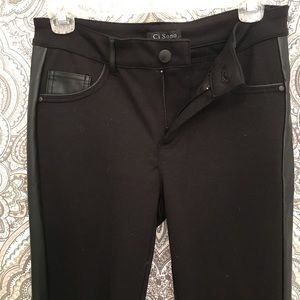 Black Jeggings with Leather Leg Stripe